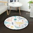 thumbnail image 5 of Dreamtimes Childish Doodle Striped Cute Dinosaurs Round Area Rug 3Ft Small Round Area Rug Soft Bedroom Entryway Foyer Throw Mat Washable Non-Shedding Non-Slip Sofa Nursery Carpet, 5 of 5