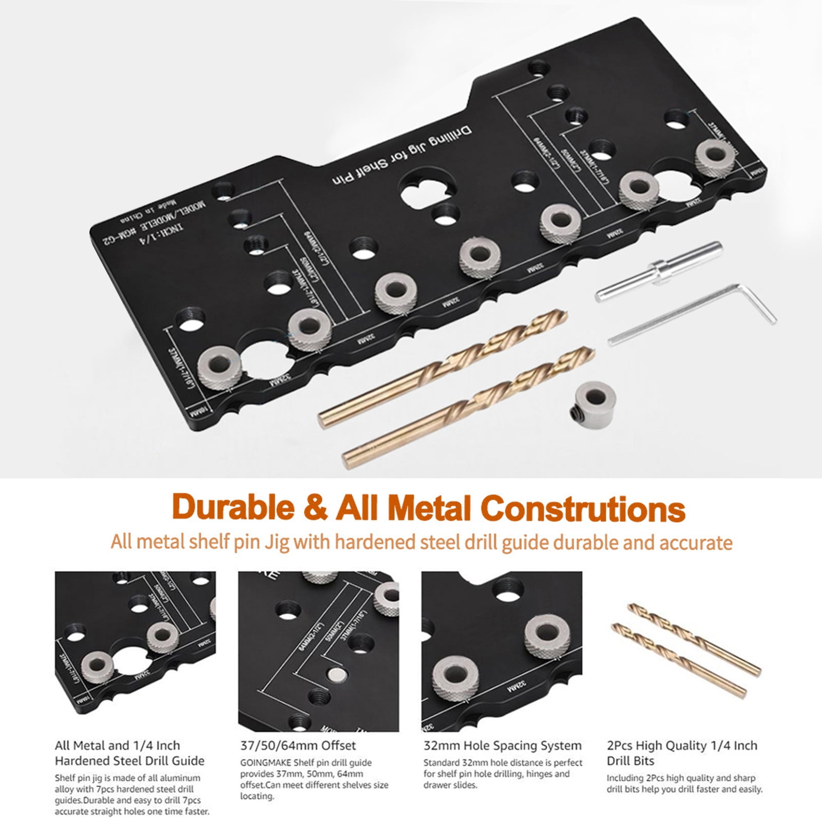 Xinyolin Cabinet Adjustable Shelf Jig Drill Guide - Rustproof Corrosion Resistant High Accuracy Cabinet Hole Drilling Template