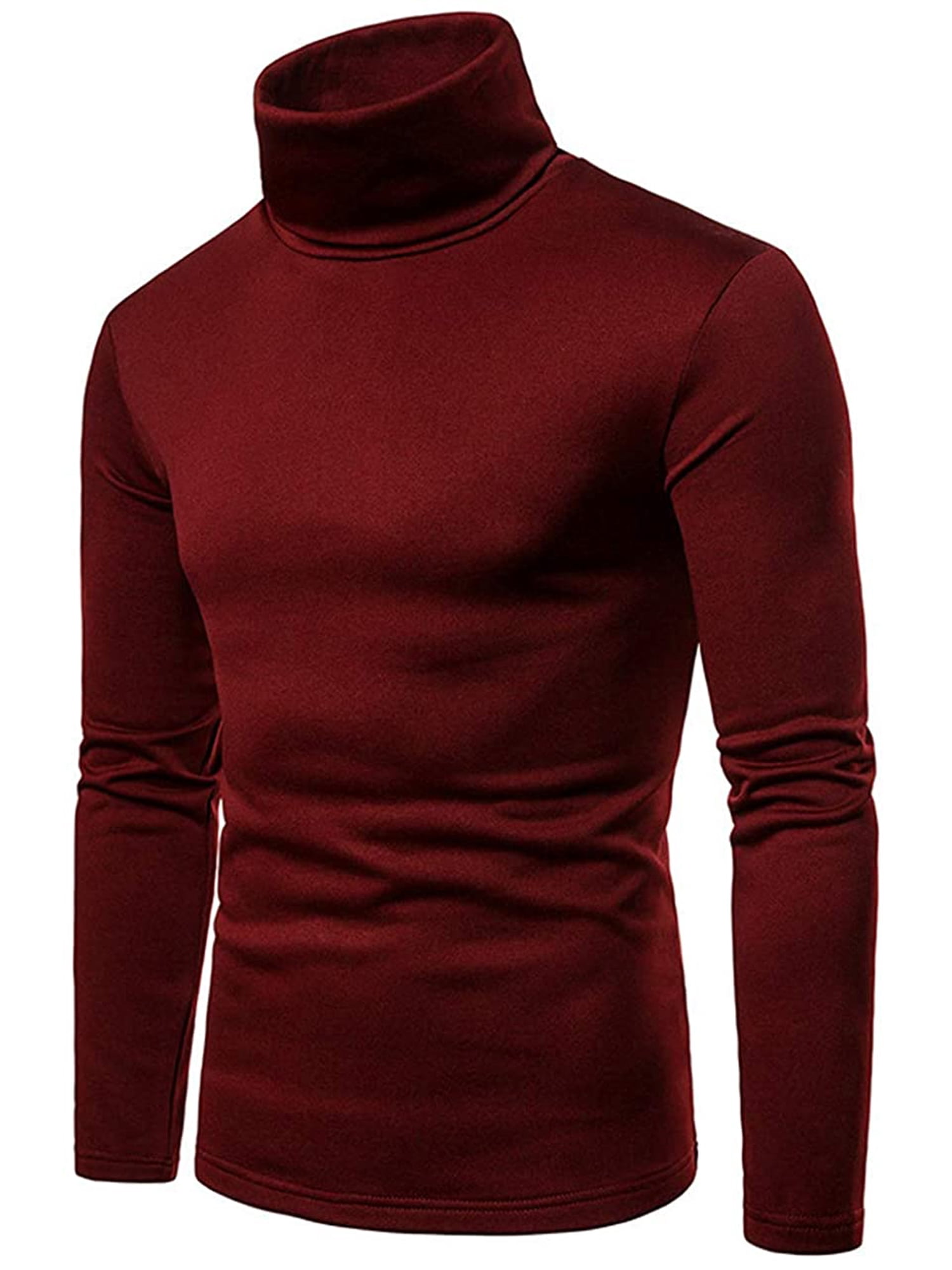 Duanyozu Men Warm Sweater High Collar Skivvy Turtle Neck Shirt Blouse, Men's, Size: Large, Red