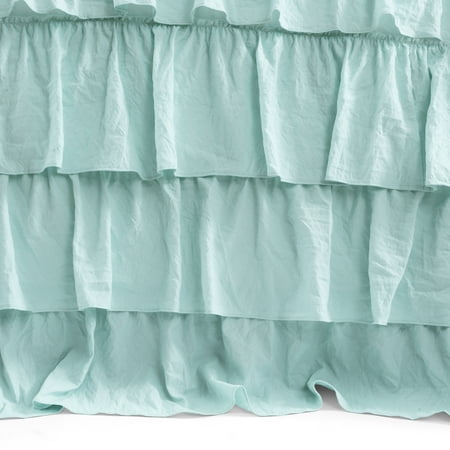 Queen 3pc Allison Ruffle Skirt Bedspread Set Aqua - Lush Décor