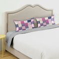 thumbnail image 3 of Yayeee Pillowcase King Size Set of 2 Satin Wrinkle Resistant Pillow Case, Pink and Purple Plaid Pattern, 3 of 7