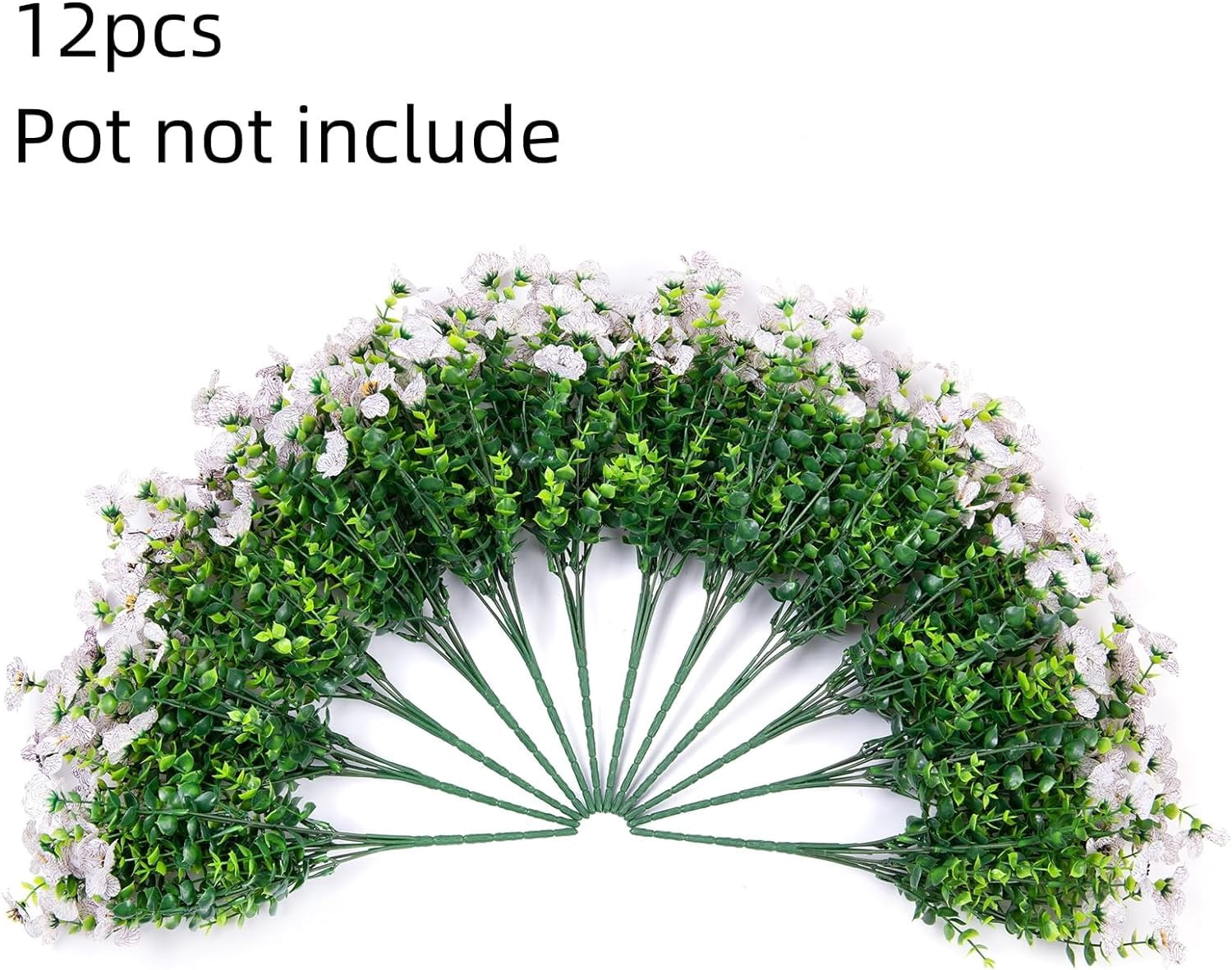Artificial Faux Plants Flowers Outdoor Spring Decoration, 12 Bundles Fake Silk Colorful Daisy Eucalyptus Realistic UV Resistant for Outside Home Planter Porch Patio Window Yard Decor (Mix)