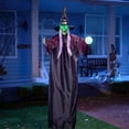 thumbnail image 3 of Joyfy 78" Hanging Witch Halloween Decorations with Magic Crystal Ball,Swing Flying Witch with Sound Activated Glowing Eyes Halloween Decor for Outdoor Yard Lawn Porch Haunted House, 3 of 8