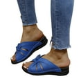 thumbnail image 5 of Clearance Wedge Sandals for Women, Xunlbb Women's Summer Plus Wedge Heels Solid Color Fish Mouth Beach Slippers(Blue,Size:36), 5 of 9