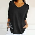 thumbnail image 2 of XDZJLR Women T Shirts Spring Casual 3/4 Sleeve Solid Color V Neck Loose Pullover Knit Fall Sweaters Tees, 2 of 5