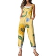 thumbnail image 6 of JULMCOMO Cotton Linen Jumpsuits for Women Pull On Floral Print Scoop Neck Comfy Loose Fit Rompers Tie Strap Vintage Casual Summer Overalls Complexion S, 6 of 7