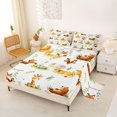 thumbnail image 2 of Castle Fairy Watercolor Animal Giraffe Fox Bear Bed Sheets 4-Piece,Kawaii Lion Elephant Full Size Sheets,Brown Sage Cream,1 Fitted Sheet, 1 Flat Sheet and 2 Pillowcases, 2 of 6