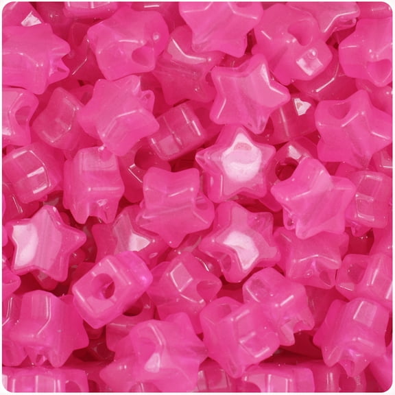 BeadTin Pink Glow 13mm Star Pony Beads (250pcs)