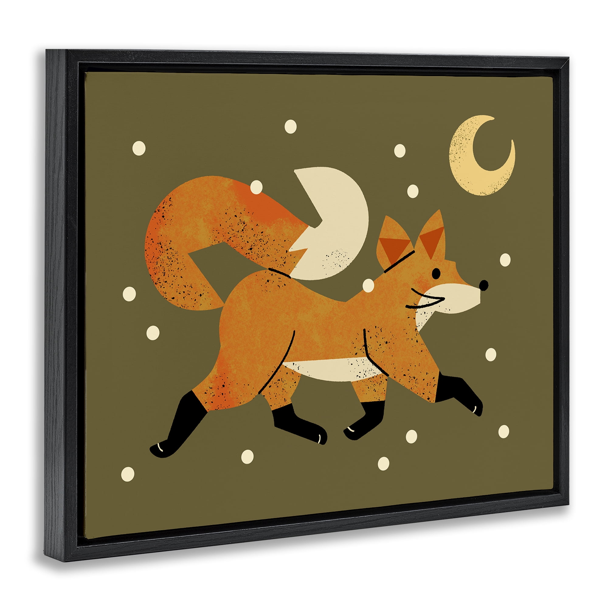 Stupell Industries Wandering Winter Fox Black Framed Floater Canvas Wall Art, design by Renea L. Thull