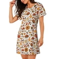 thumbnail image 2 of Vsdgher Motif Nourriture de l'Action de Grâce Chemise de Nuit à Manches Courtes Col Rond Mignonne Robe de Nuit Confortable, 2 of 6
