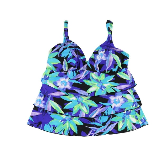 Beach Diva Womens Tropical Print Tankini Swim Top, Multicoloured, 8