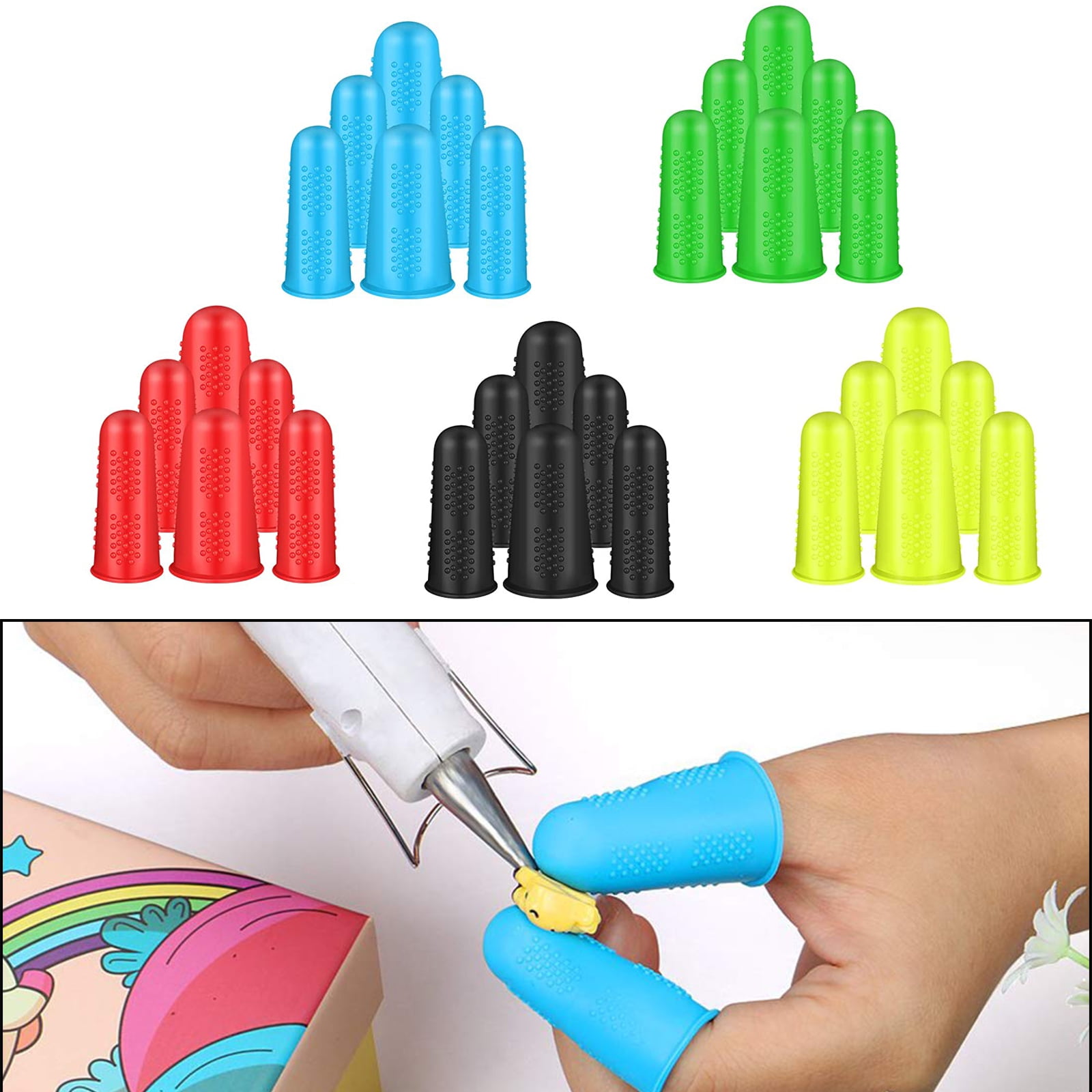 Glue Gun Finger Protectors, 30 Pcs Silicone Finger Guard, Thimble Hot