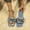 Blue, variant on Women's Flat Sandals with Chain Ankle Strap, Gold Metal Accent, Open Toe Slides Orange 9(42)