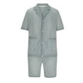 thumbnail image 2 of VBTAPA Men Hawaiian Beach Sets 2 Piece Mesh Outfits Short Sleeve Button Down Shirts and Drawstring Waist Shorts Set Breathable Summer Outfits Sales of The Day Gray XL, 2 of 5