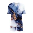 thumbnail image 4 of Trajes de Pantalones para Mujeres Casual Suelta Impresión Manga Corta, Cuello Redondo Pantalones Cortos Pijamas Poliéster, 4 of 6