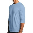 thumbnail image 3 of Resicozy 3/4 Sleeve Shirt for Men Solid Color Crewneck Baseball T-Shirts Fall Fashion T Shirts Casual Loose Fit Tees Light Blue 2XL, 3 of 7