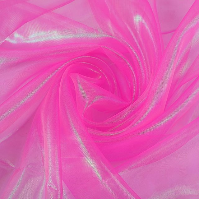XmhyTop-A Tela de organza iridiscente holográfica arcoíris de 1 yarda, tela decorativa transparente con degradado brillante, 150 cm de ancho, para vestidos, fiestas y bodas, rosa y rojo.