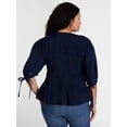thumbnail image 3 of Terra & Sky Women's Plus Smocked Sleeved Top, Sizes 0X-5X, 3 of 5