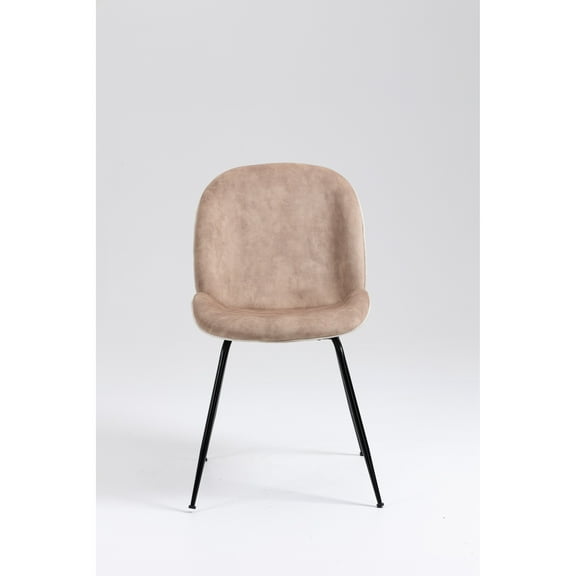 Upholstered Dining Chair With Metal Legs TWO TONE TAUPE VELVET