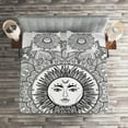 thumbnail image 3 of Ambesonne Black White Quilted Coverlet 3 Pcs, Mandala Boho Floral, King Size, White and Black, 3 of 3