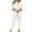 White, variant on Ashirexll Womens Winter Sets, Womens 2 Piece Outfits, Solid Color Round Neck Short Sleeve Top and Pants Set with Pockets for Casual Wear