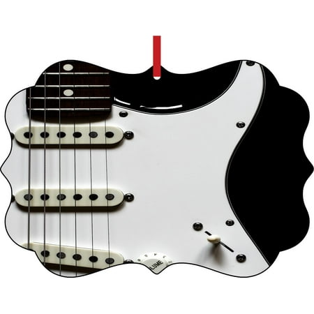 Guitar Christmas Tree Ornament - Ornament Guitar Musical Instrument Elegant Semigloss Aluminum Christmas Ornament Tree Decoration - Unique Modern Novelty Tree Décor Favors