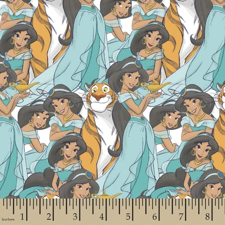 Disney Cars Cotton Fabric - Disney Princess Jasmine Packed Cotton Fabric By The Yard