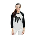 thumbnail image 2 of Thread Tank Bulldog Dog Silhouette Unisex 3/4 Sleeves Baseball Raglan White Black 2X-Large, 2 of 4