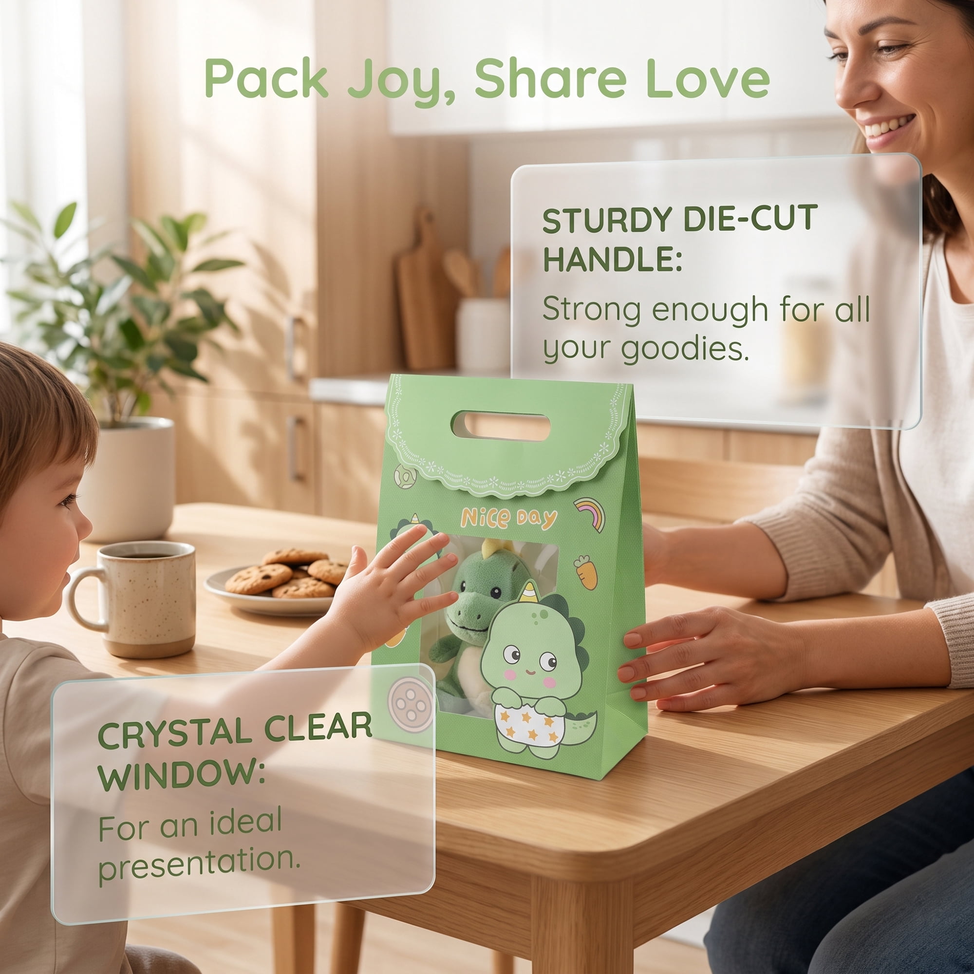 Unique Bargains Stylish Gift Bags with Comfortable Handles Green 7.5" x 3.5" x 10.6"