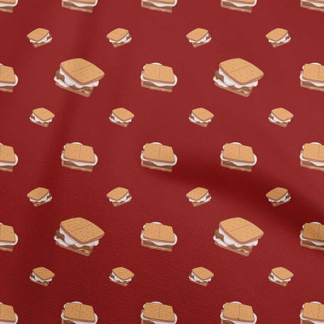 oneOone Rayon Maroon Fabric Food Sewing Material Print Fabric By The Yard 56 Inch Wide