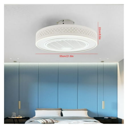 

Hongwa Modern Flush Mount Ceiling Fan Light Dimmable LED Lamp Control Chandelier