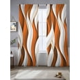 thumbnail image 2 of Burnt Orange White Moire Sheer Curtains 108 Inch Length 2 Panels Set Window Treatments, Modern Abstract Art Rod Pocket Semi Curtains for Living Room/Bedroom/Kitchen Décor, 104"W x 108"L, 2 of 7