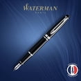 thumbnail image 2 of Pluma estilográfica Waterman Expert negro brillante con detalles cromados, punta media, 2 of 7