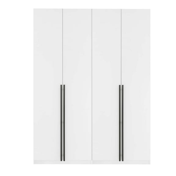 Lee Wardrobe Closet 3.0 from Engineered Wood in White - Set of 2