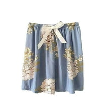 SWSMCLT Women's Soft Pajamas Cute Pajama Shorts Lightweight Pjs Summer Spring Lounge Comfy Elastic Breathable Light Blue X-Small-Large