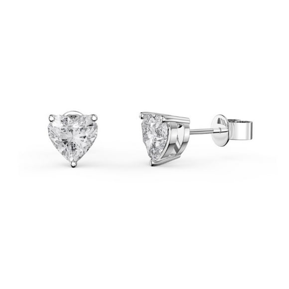 Paris Jewelry 10k White Gold 1 Carat Heart Created White Sapphire Stud Earrings Plated