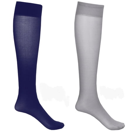Celeste Stein Designs Women s Firm Compression Trouser Socks - Opaque Closed Toe 2 Pack - Navy/Grey