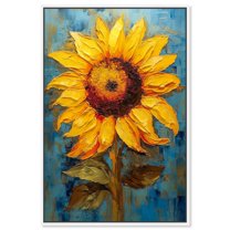 Impressionist Sunflower Canvas Sunflower Art Prints by Art Remedy, White Frame, 30" x 45"