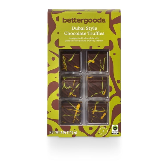 bettergoods Dubai Style Pistachio Creme Milk Chocolate Truffles, 8 Count