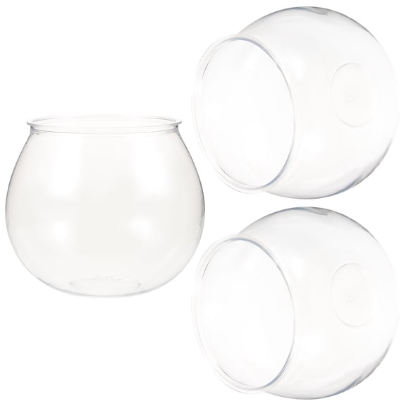 Pawsdot 3Pcs Sturdy Plastic Globe Fish Bowl for Household Desk Ornament
