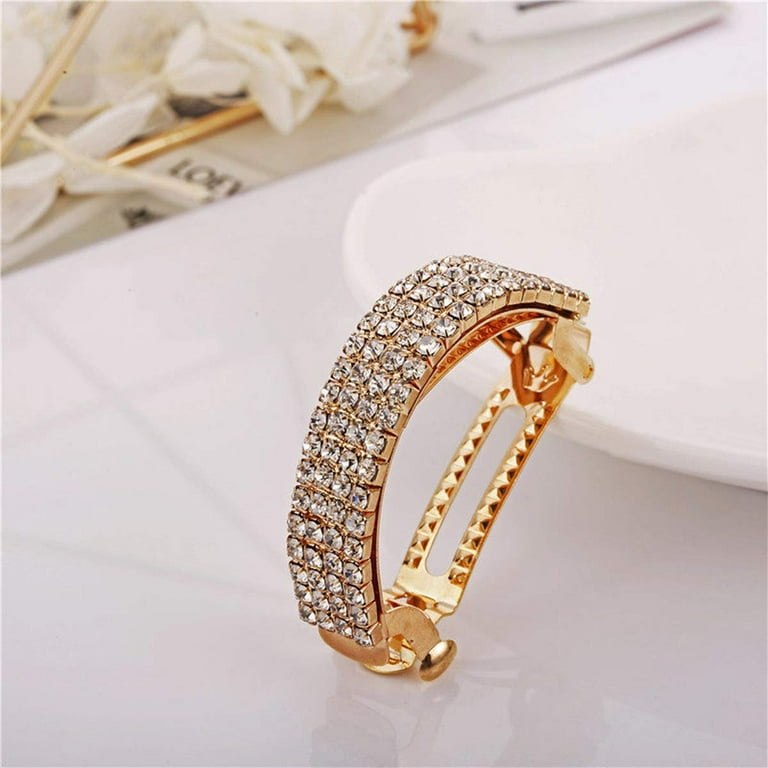 2 Pcs Bling Rhinestone Hair Clip,Casewin Semicircle Crystal Hair Barrettes Crystal Ponytail Holder Elegant Metal Hairpins Rhinestone Hair Accessories 2 Pcs Bling Rhinestone Hair Clip,Casewin Semicircle Crystal Hair Barrettes Crystal Ponytail Holder Elegant Metal Hairpins Rhinestone Hair Accessories