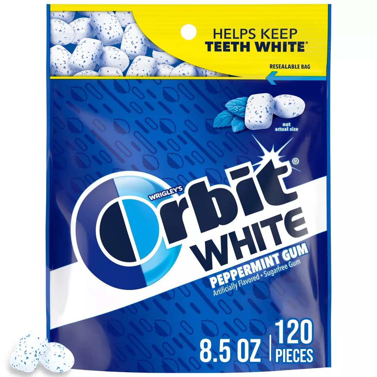Orbit White Peppermint Sugar Free Chewing Gum, Value Pack - 120 Ct