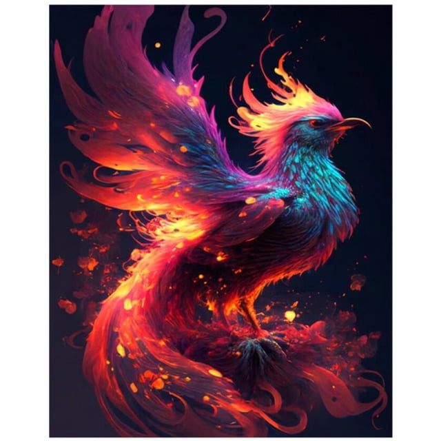 New Arrival Diamond Embroidery Flame Phoenix 5D Diy Diamond Painting Mythological Animal Square Round Mosaic Cross Stitch EE3224square 24X30cm Gao Jinjia LED