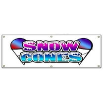 Snow Cones Banner 24" X 72" Heavy Duty 13 Oz Vinyl Banners with Grommets Single Sided