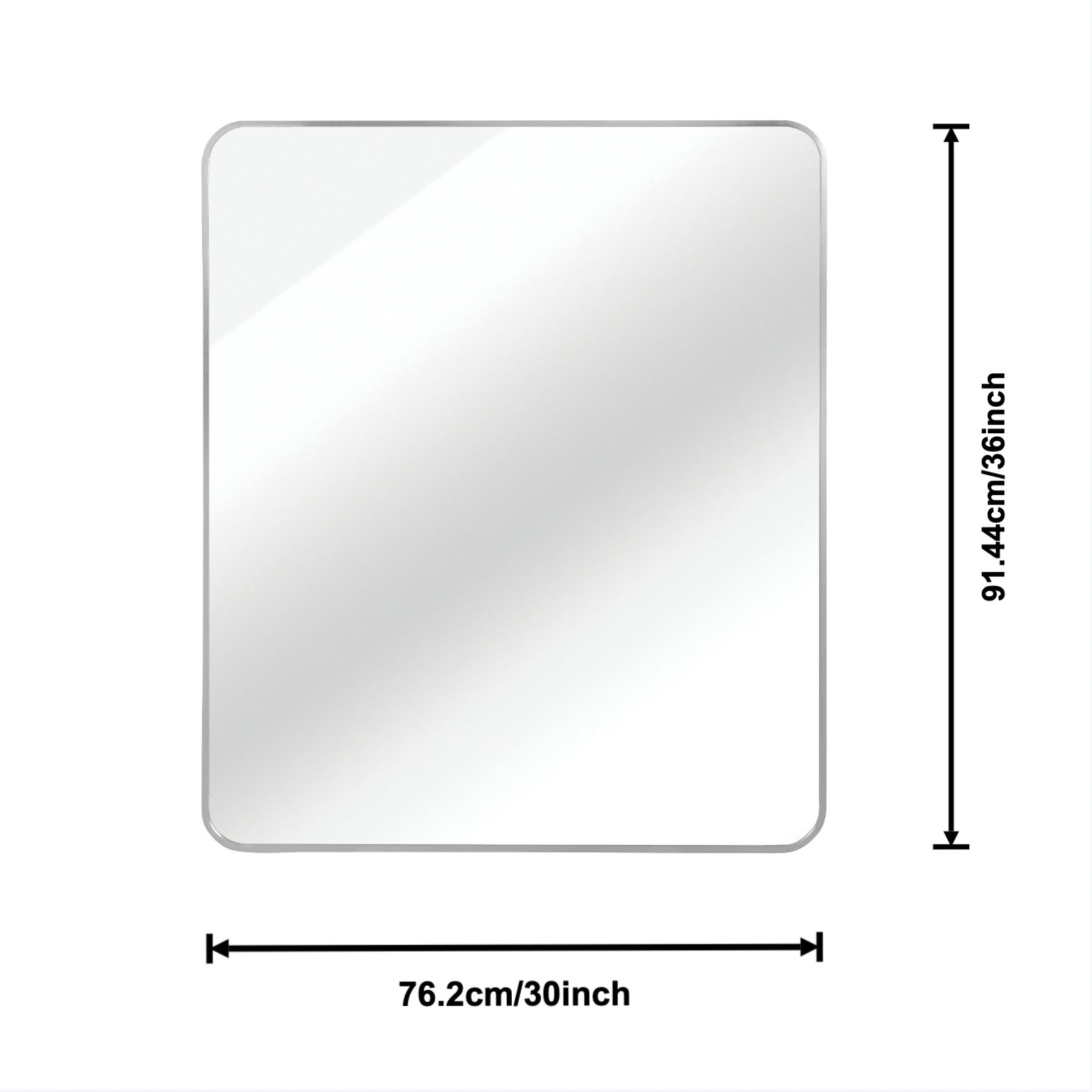 Noble House 30"x36" Rectangular Metal Wall Mirror, Vanity Mirror for Bathroom, Bedroom & Living Room, Silver
