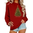 thumbnail image 2 of HOMBOM Womens Athletic Sweatshirts Christmas Merry Wine Festive Tree Xmas Crewneck Sweatshirt for Ladies, 2 of 6