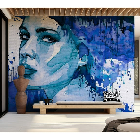 Tiptophomedecor Abstract Wallpaper Wall Mural - Blue Lady
