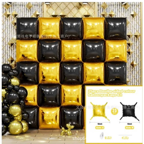 KAKOWELY 25 globos cuadrados de aluminio para pared: Fondo de pared con globos cuadrados de doble cara - Guirnalda de arco de túnel DIY para bodas, cumpleaños, baby showers y aniversarios