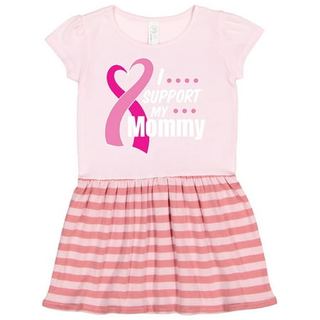 

Inktastic Breast Cancer Awareness I Support My Mommy with Pink Ribbon Gift Toddler Girl Dress