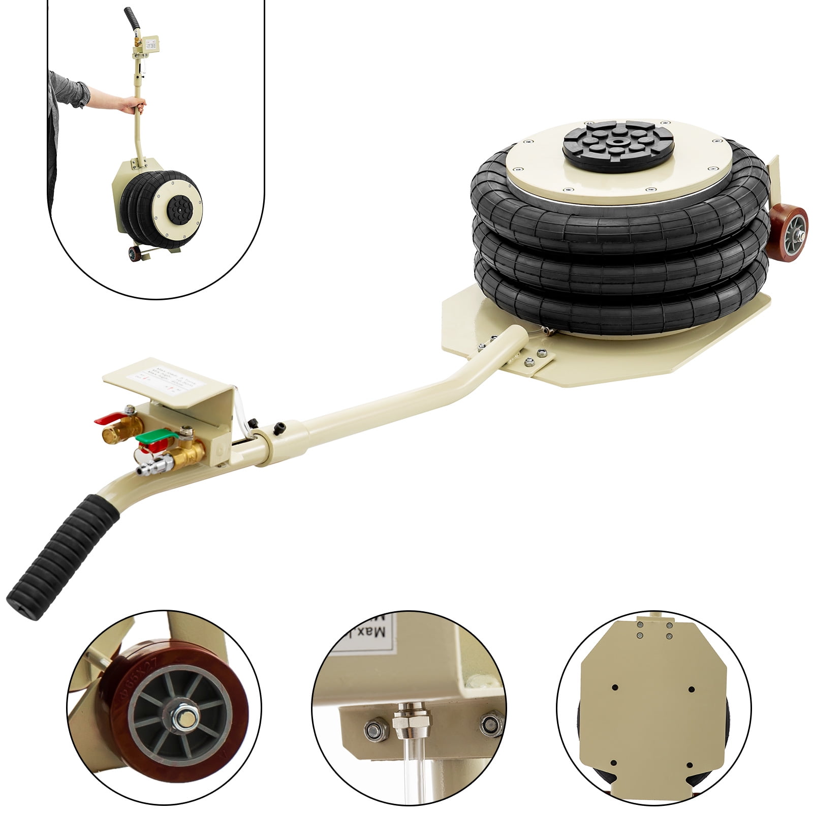 VEVOR Pneumatic Jack 5 Ton/11023 lbs Triple Bag Air Jack Lifting Height